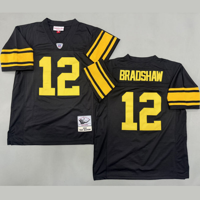 BRADSHAW #12 Men's Pittsburgh Steelers Retro NFL Jersey