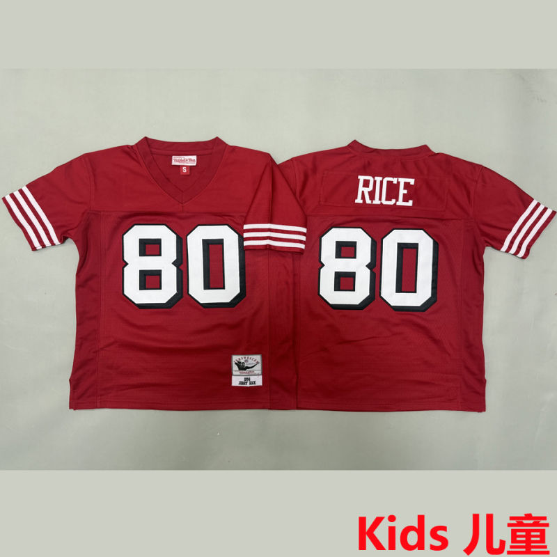 RICE #80 San Francisco 49ers Retro Kids NFL Jersey #49