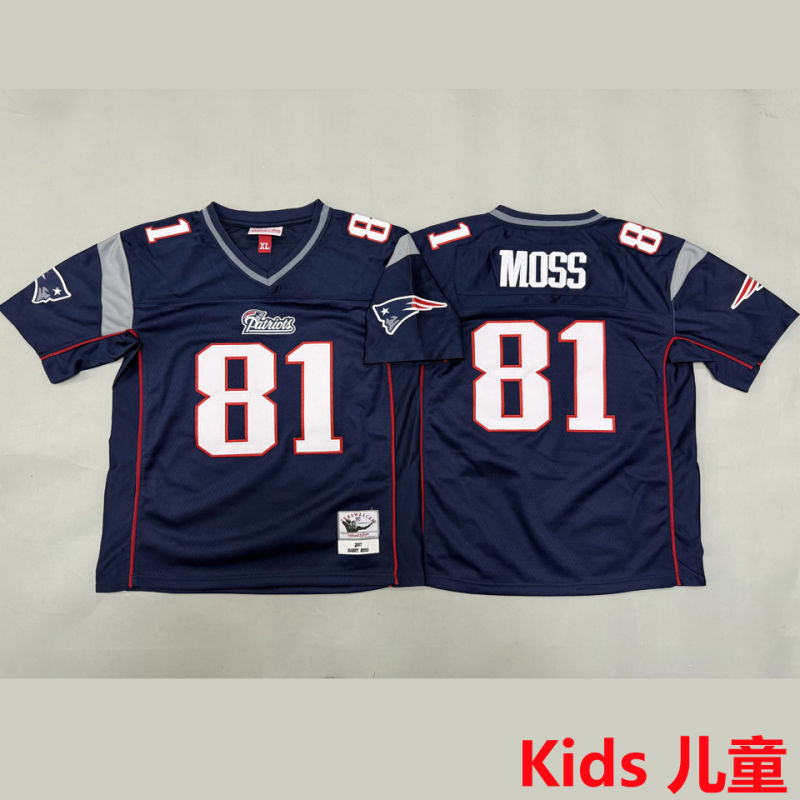 MOSS #81 New England Patriots Retro Kids NFL Jersey