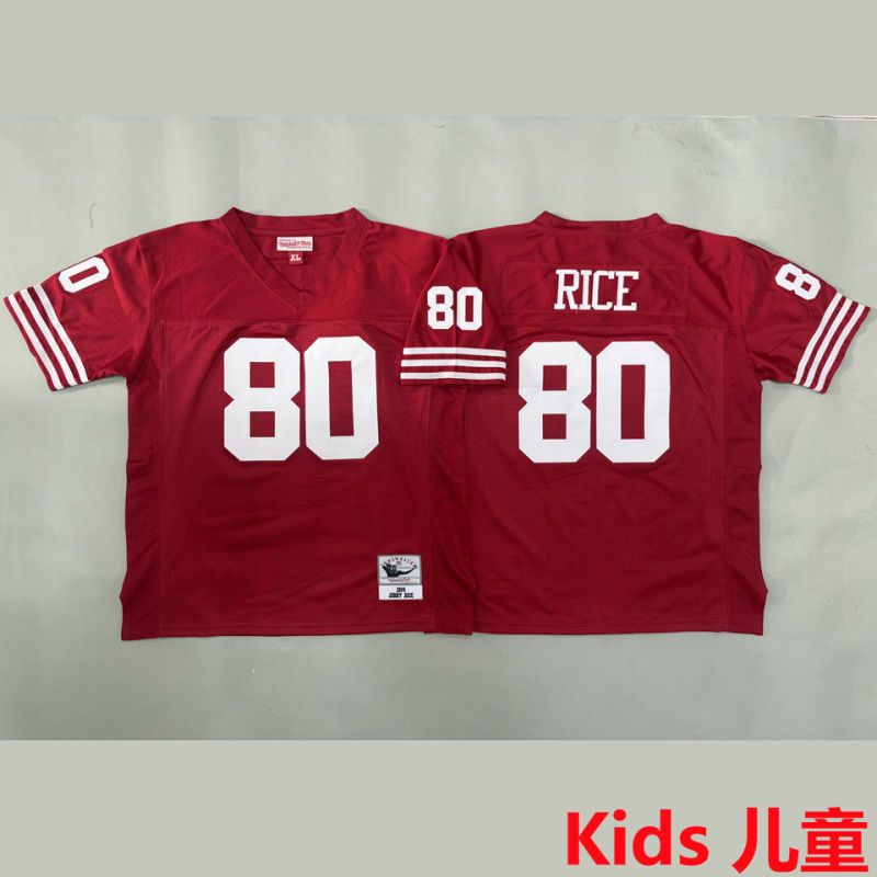 RICE #80 San Francisco 49ers Retro Kids NFL Jersey #49