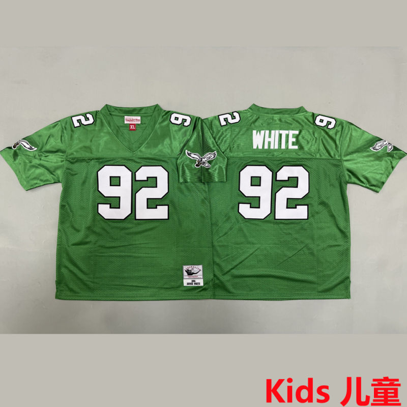 WHITE #92 Philadelphia Eagles Retro Kids NFL Jersey