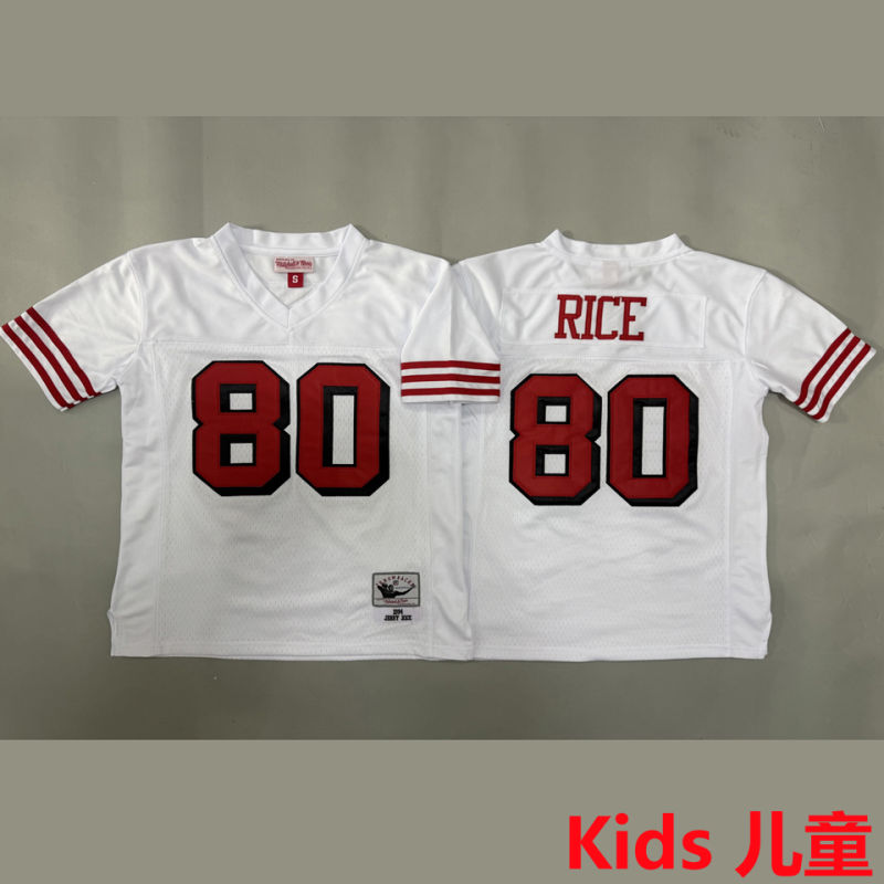 RICE #80 San Francisco 49ers Retro Kids NFL Jersey #49
