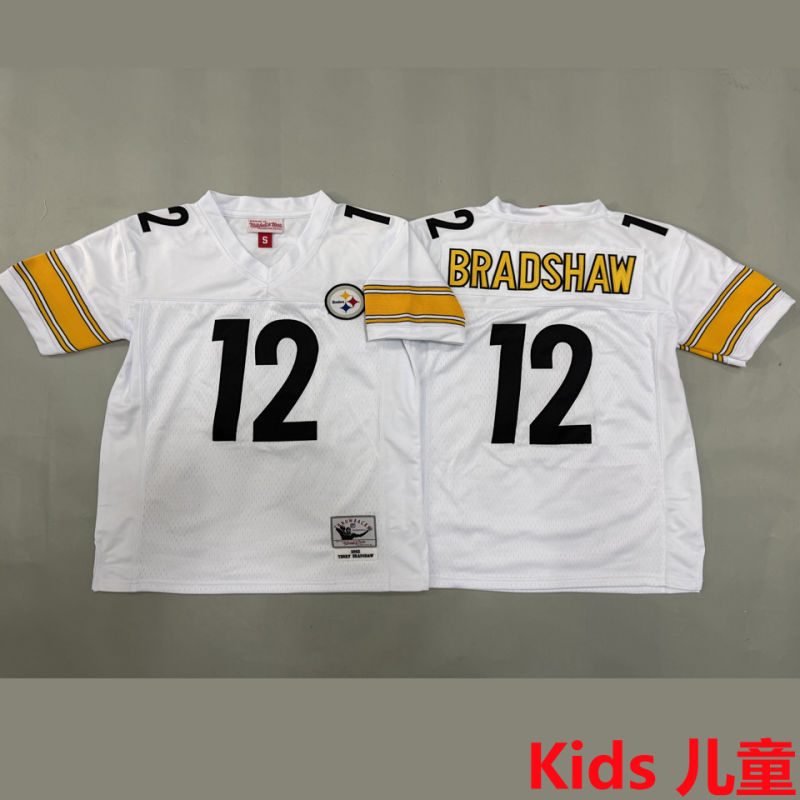 BRADSHAW #12 Pittsburgh Steelers Retro Kids NFL Jersey