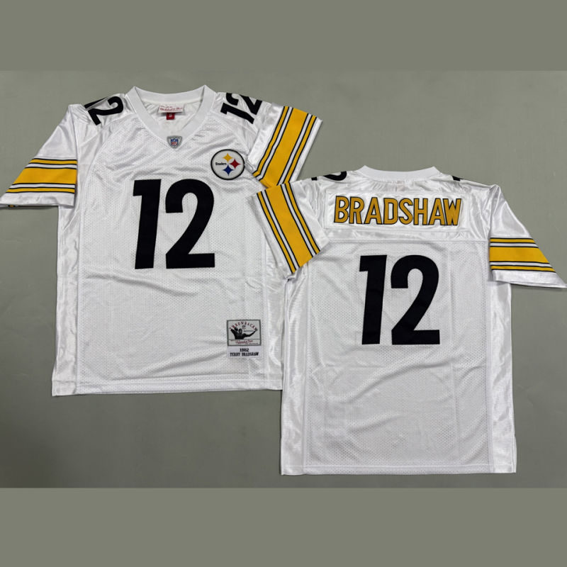 BRADSHAW #12 Men's Pittsburgh Steelers Retro NFL Jersey