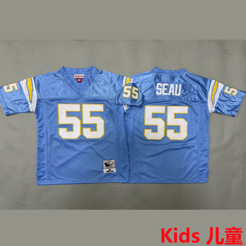 SEAU #55 Los Angeles Chargers Retro Kids NFL Jersey