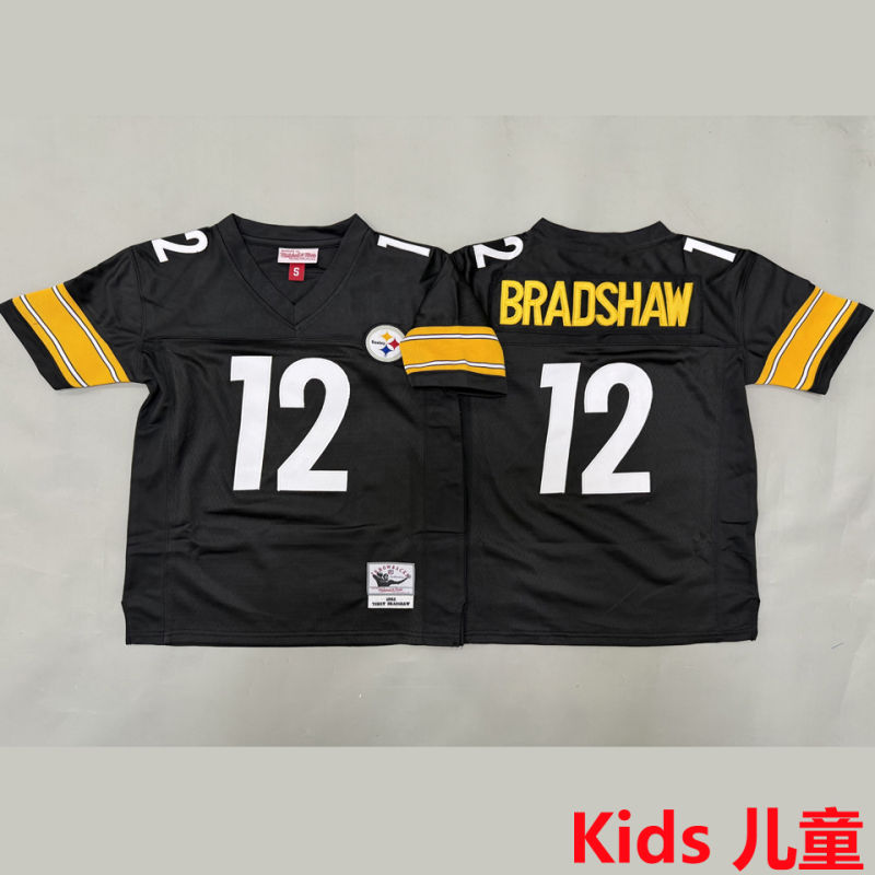 BRADSHAW #12 Pittsburgh Steelers Retro Kids NFL Jersey