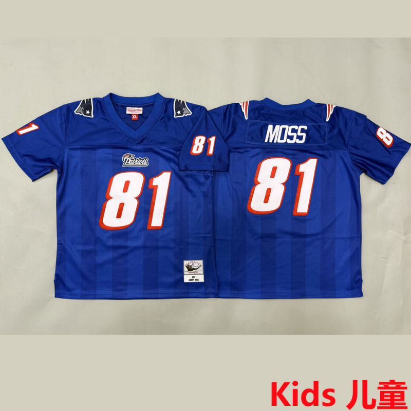 MOSS #81 New England Patriots Retro Kids NFL Jersey
