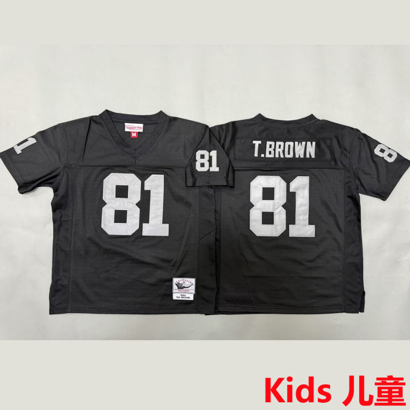 T BROWN #81 Las Vegas Raiders Retro Kids NFL Jersey
