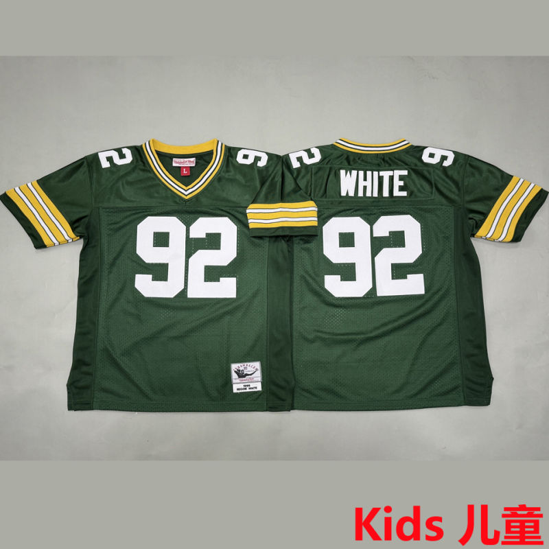 WHITE #92 Green Bay Packers Retro Kids NFL Jersey