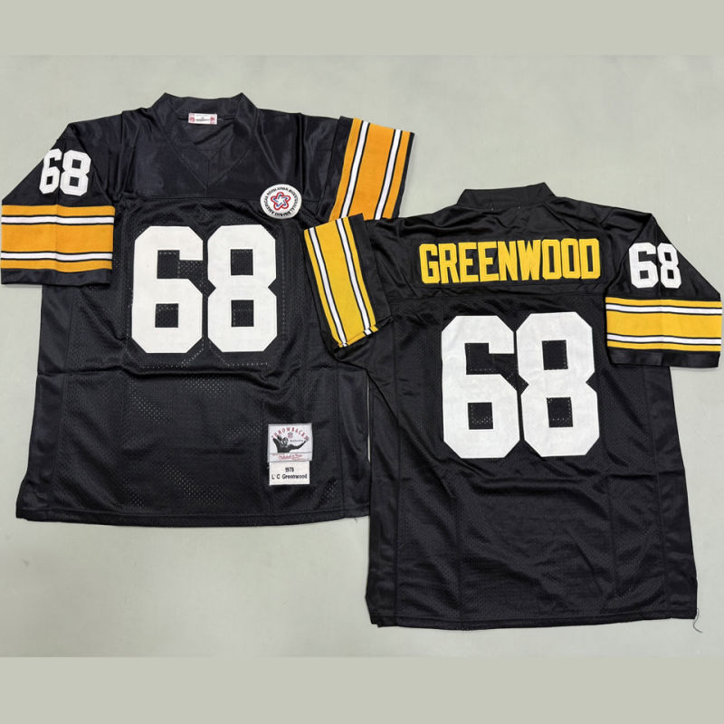 GREENWOOD #68 Men's Pittsburgh Steelers Retro NFL Jersey