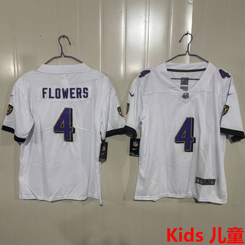FLOWERS #4 Baltimore Ravens Kids NFL Jersey