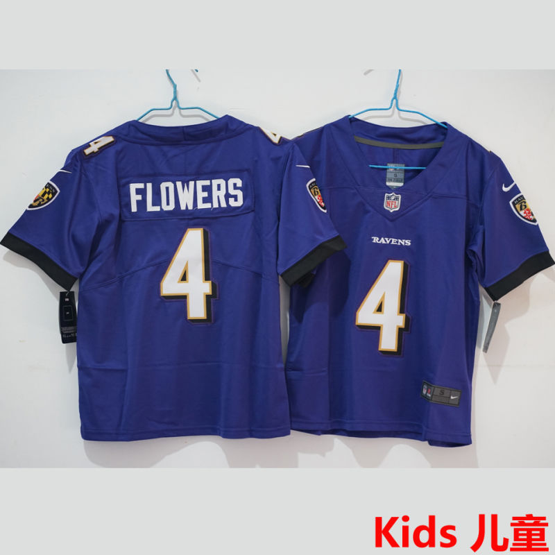 FLOWERS #4 Baltimore Ravens Kids NFL Jersey