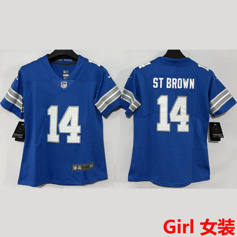 ST BROWN #14 Detroit Lions Girl NFL Jersey