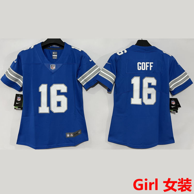 GOFF #16 Detroit Lions Girl NFL Jersey