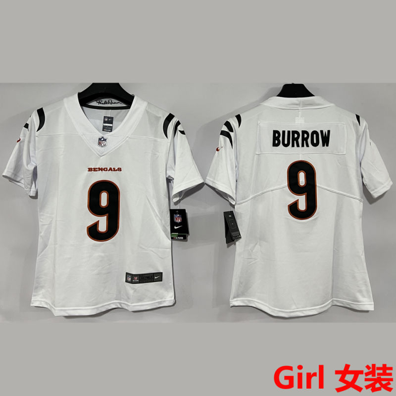 BURROW #9 Cincinnati Bengals Girl NFL Jersey