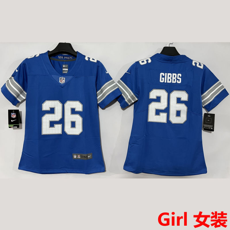 GIBBS #26 Detroit Lions Girl NFL Jersey