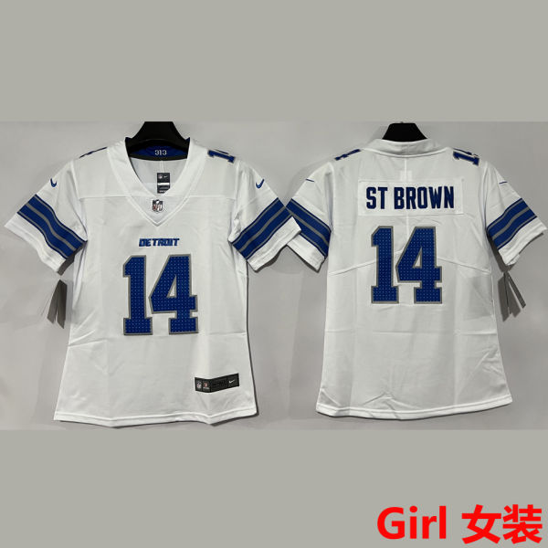 ST BROWN #14 Detroit Lions Girl NFL Jersey 雄狮