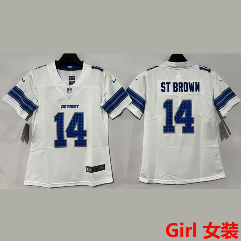 ST BROWN #14 Detroit Lions Girl NFL Jersey