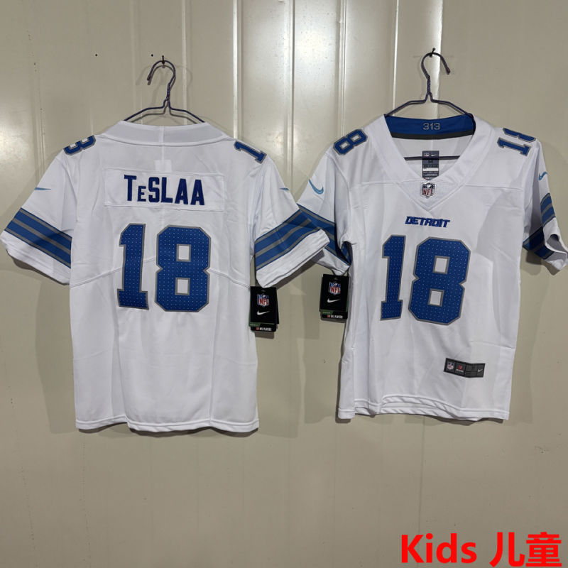 TESLAA #18 Detroit Lions Kids NFL Jersey