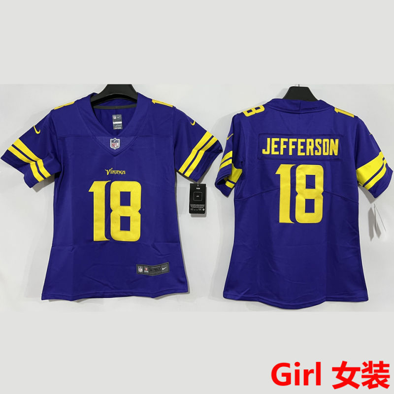 JEFFERSON #18 Minnesota Vikings Girl NFL Jersey