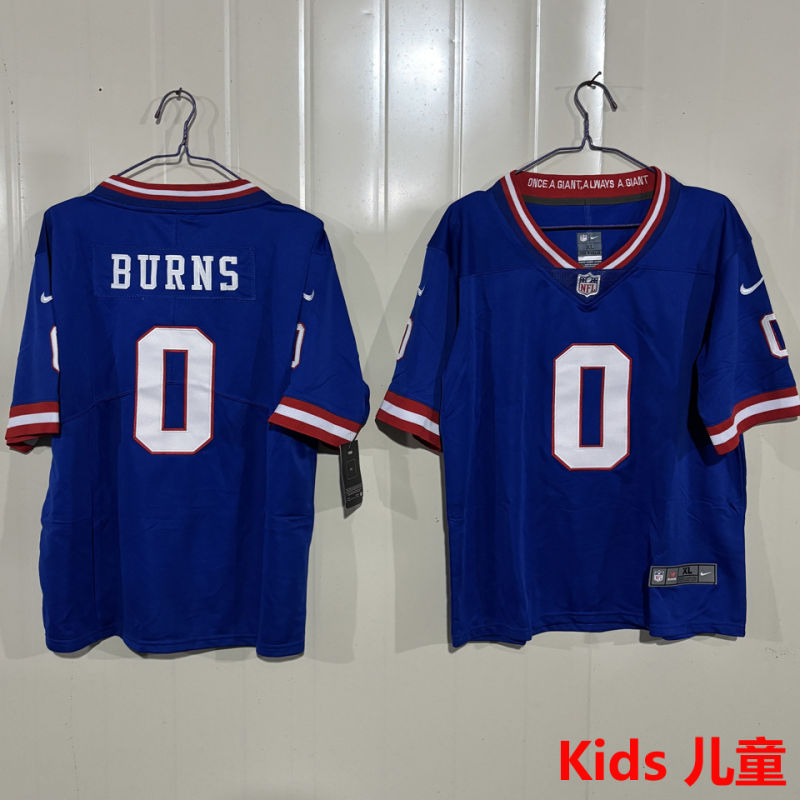 BURNS #0 New York Giants Kids NFL Jersey