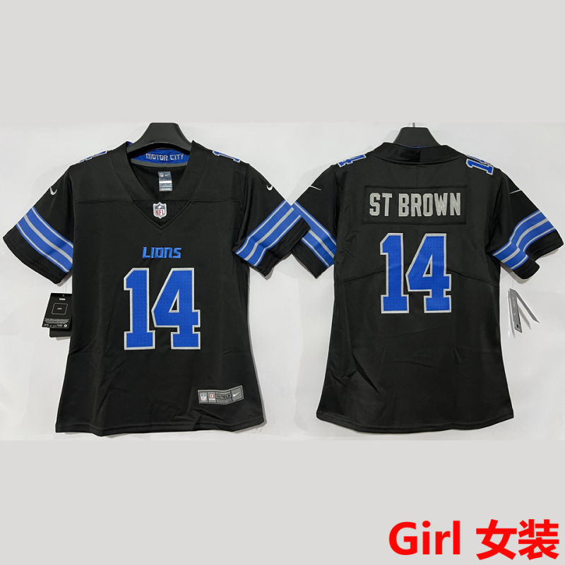 ST BROWN #14 Detroit Lions Girl NFL Jersey