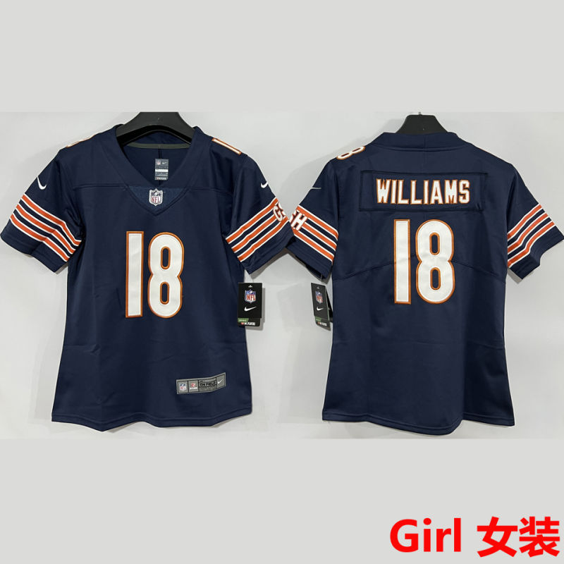 WILLIAMS #18 Chicago Bears Girl NFL Jersey