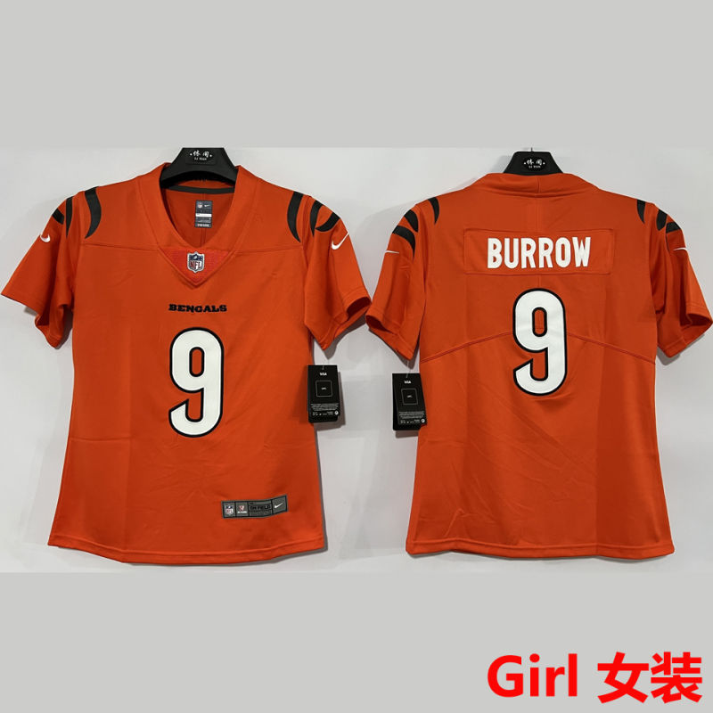 BURROW #9 Cincinnati Bengals Girl NFL Jersey