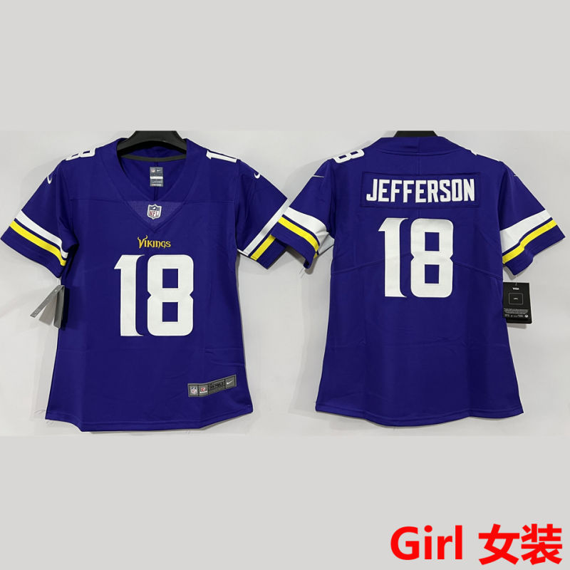 JEFFERSON #18 Minnesota Vikings Girl NFL Jersey