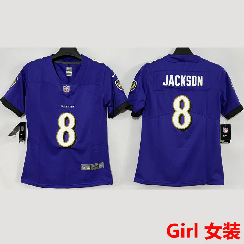 JACKSON #8 Baltimore Ravens Girl NFL Jersey