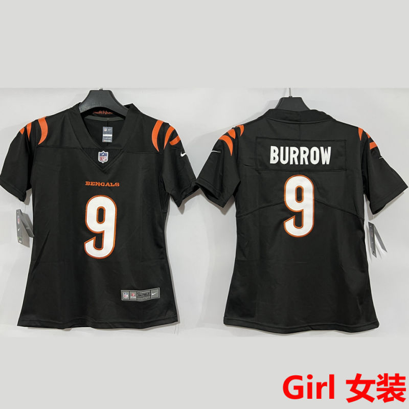 BURROW #9 Cincinnati Bengals Girl NFL Jersey