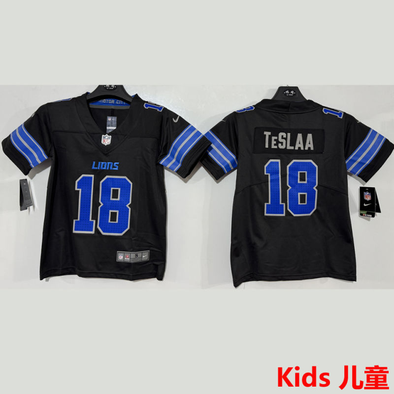 TESLAA #18 Detroit Lions Kids NFL Jersey