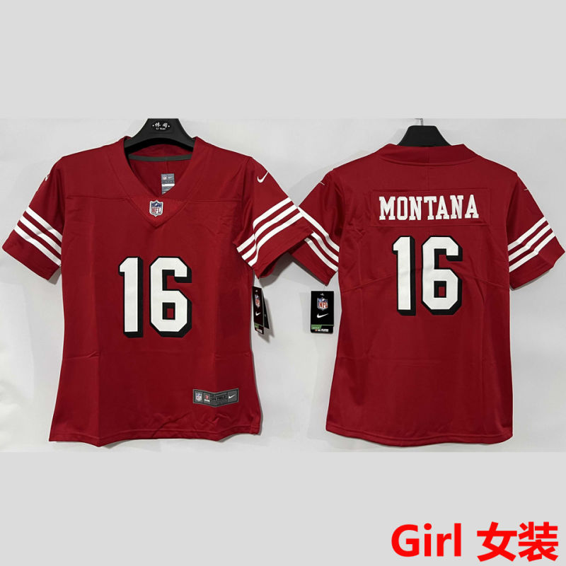 MONTANA #16 San Francisco 49ers Girl NFL Jersey #49