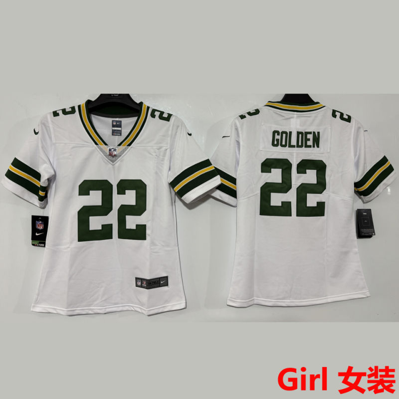 GOLDEN #22 Green Bay Packers Girl NFL Jersey