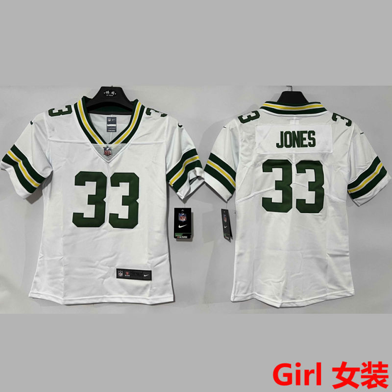 JONES #33 Green Bay Packers Girl NFL Jersey
