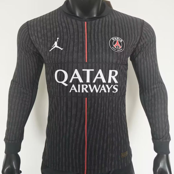2025/26 PSG 4th Black Player Version Long Sleeve Soccer Jersey