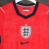 2026/27 England Away Red Player Version Long Sleeve Soccer Jersey