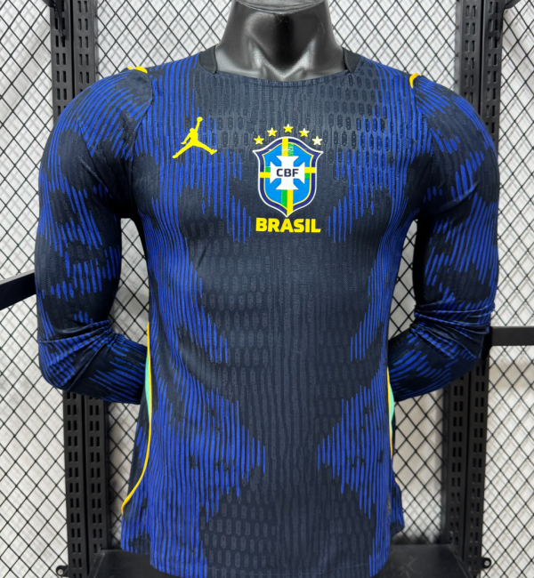 2026/27 Brazil Away Blue Player  Long Sleeve Soccer Jersey