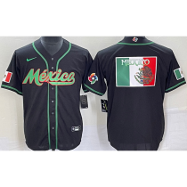 2026 WBC Mexico Black Baseball Jersey 袖有花