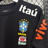2026/27 Brazil Black Casual Pure Cotton T-Shirt 肩膀字白色
