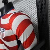 2026/27 U.S Home player long sleeved football jersey  胸前实心红条