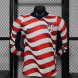 2026/27 U.S Home player long sleeved football jersey  胸前实心红条