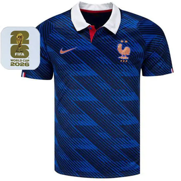 2026/27 France 1:1 Quality Home Blue Fans Soccer Jersey (Have Right Patch 有右臂章 白底金字）