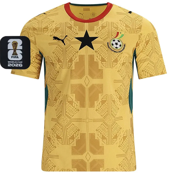 2026/27 Ghana Away Yellow Fans Soccer Jersey (Have Right Patch 有右臂章 黑底白字）
