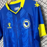 2026/27 Bosnia-Herzegovina Home Blue Fans Soccer Jersey 波黑 (Have Right Patch 有右臂章 白底黑字）