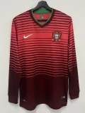 2014 Portugal Home Long Sleeve Retro Soccer Jersey