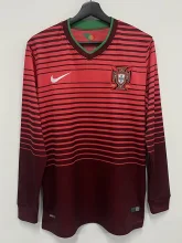 2014 Portugal Home Long Sleeve Retro Soccer Jersey