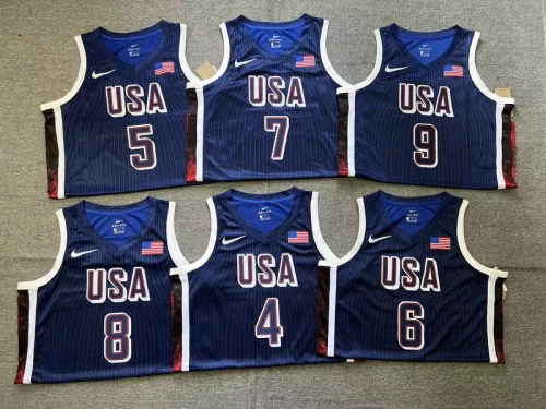 2024 USA Dream Team Basketball Jerseys Navy with stripe