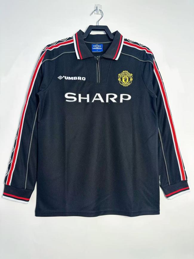 Manchester United Home Retro Long Sleeve Jersey 1998/99 Black Version