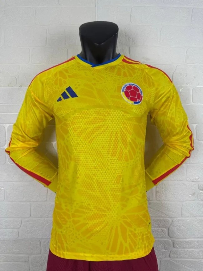 Colombia 2026 World Cup Home Player Long Sleeve Men Jersey